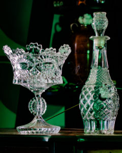 crystal vase with royal candy dish